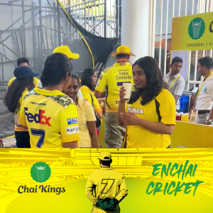 Chennai Super Kings Fans buying Tea and Snacks at Chai Kings Stall in Chepauk Stadium