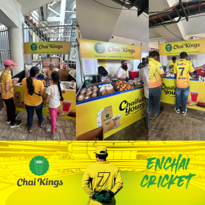 Chennai Super Kings Fans buying Tea and Snacks at Chai Kings Stall in Chepauk Stadium