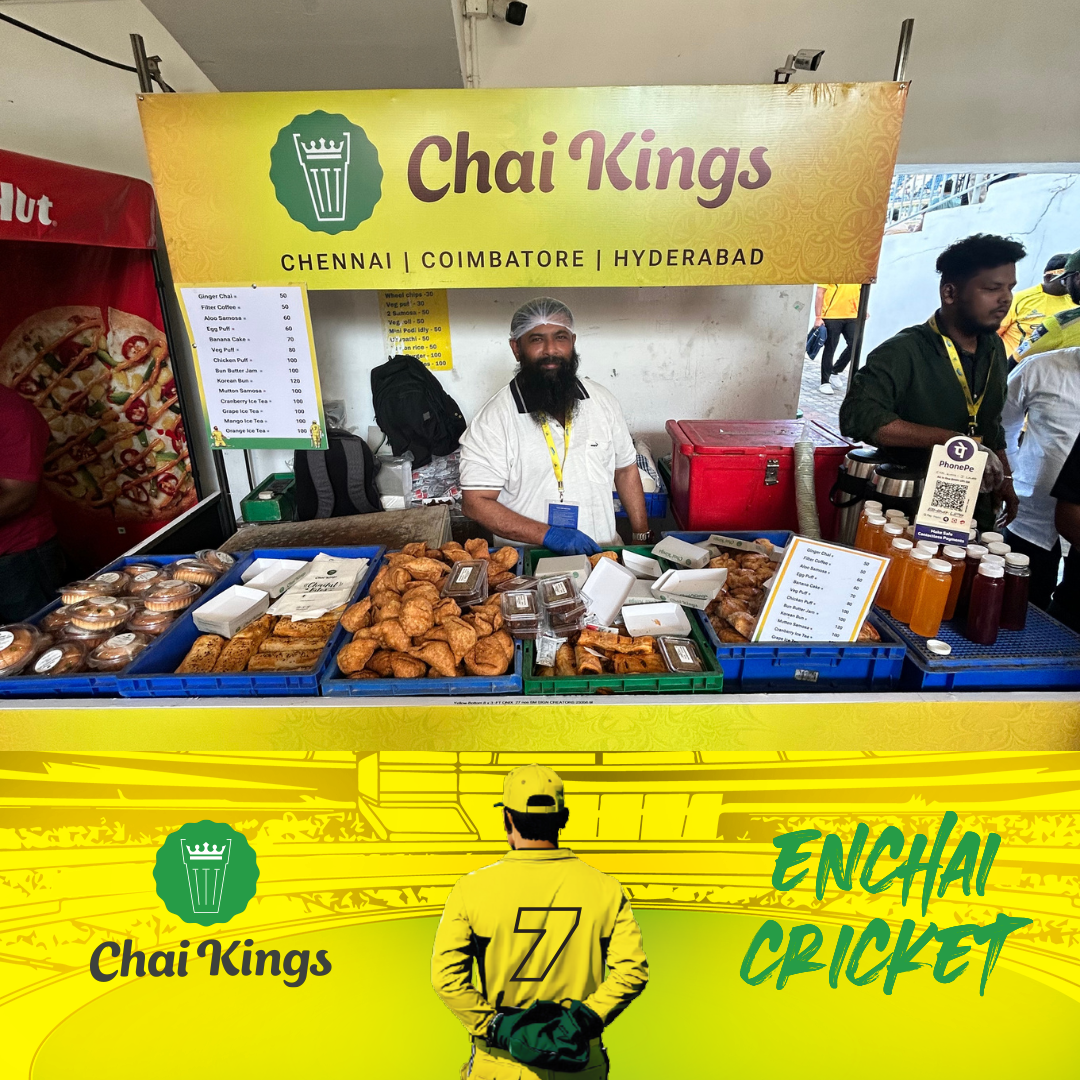 Chai Kings Food Stall inside Chepauk Stadium in Chennai during IPL 2026