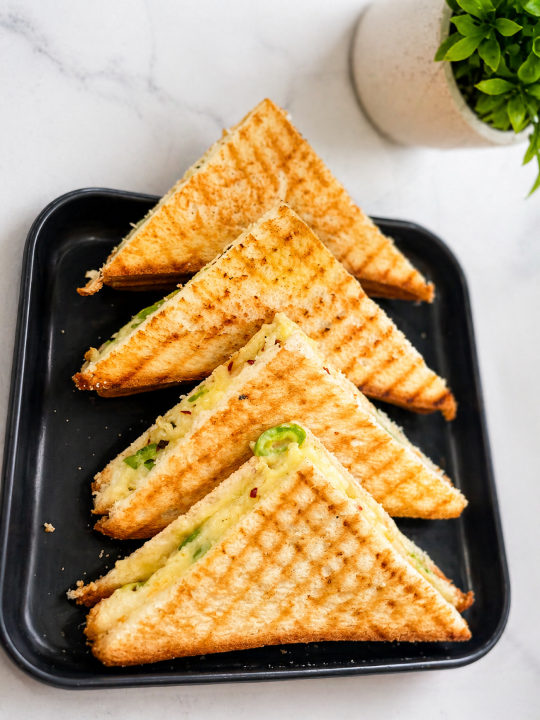 Chai Kings Chilli Cheese Toast Served on a plate