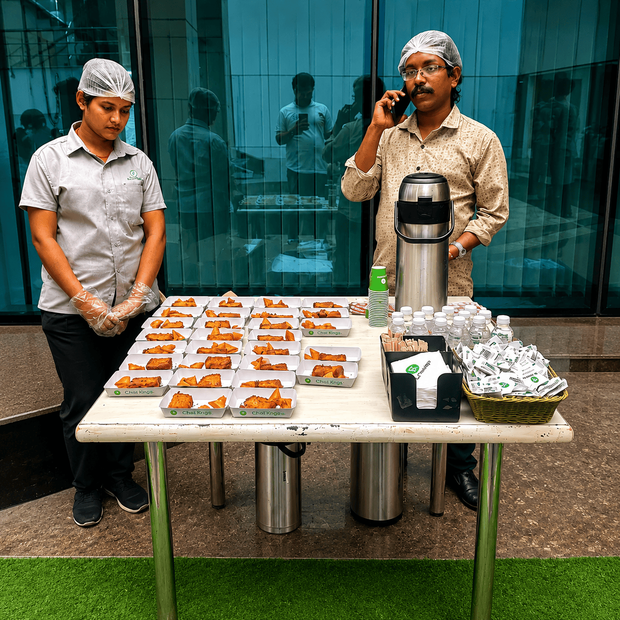Chai Kings live tea catering setup at a book launch event in Chennai, featuring freshly brewed beverages, snacks, and professional hospitality service.