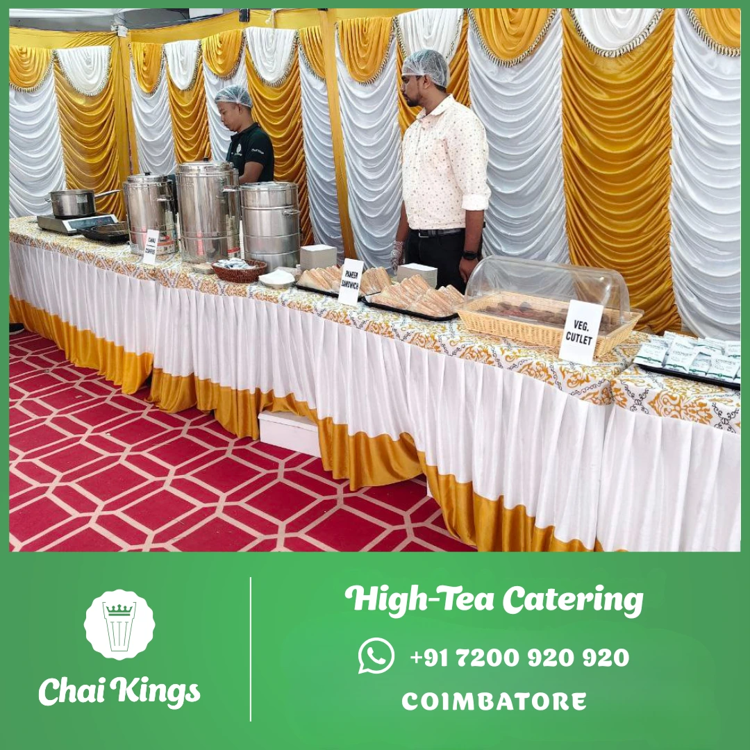 Chai Kings high-tea catering snack spread with paneer sandwich and veg cutlet in Coimbatore