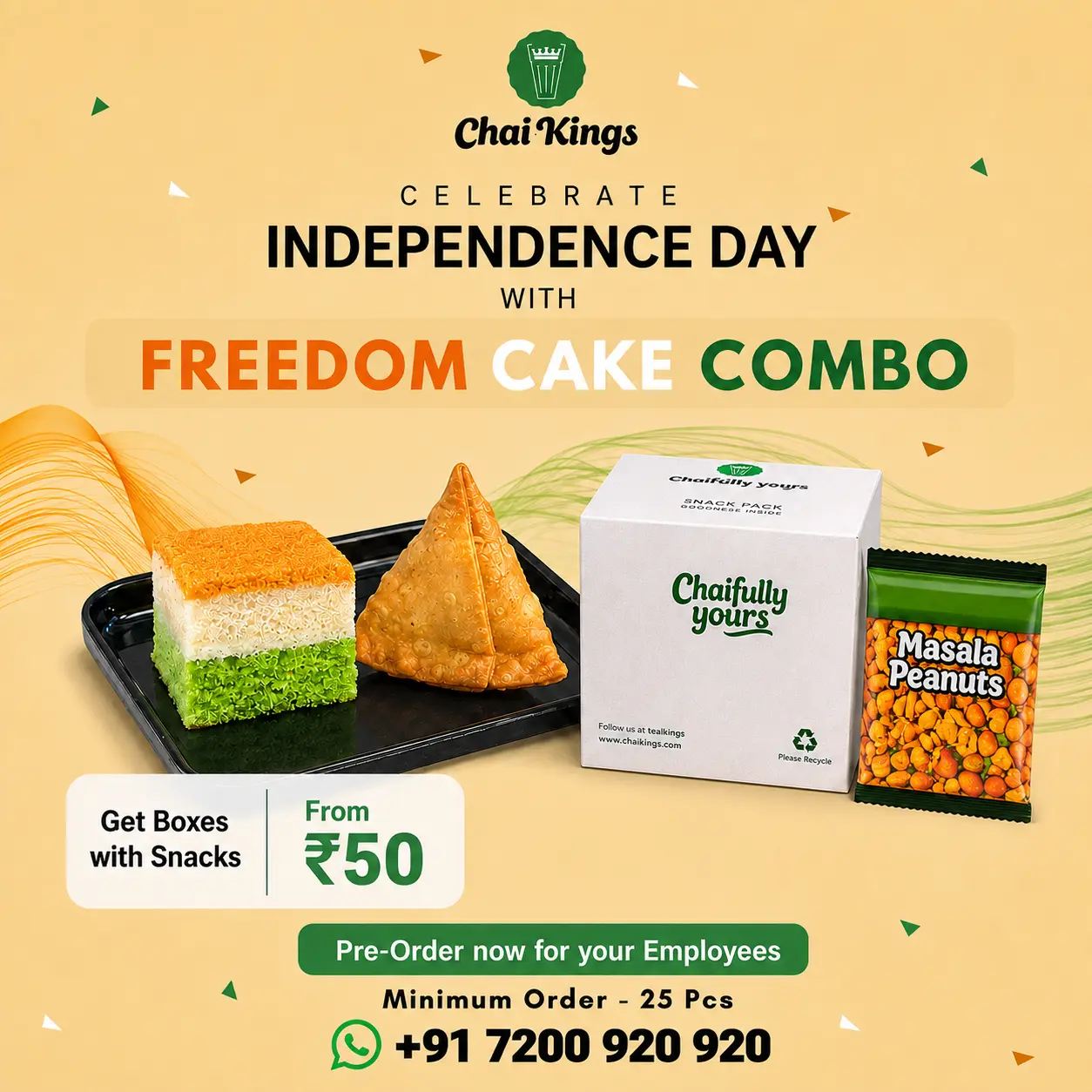 Freedom Cake samosa and masala peanuts combo Chennai