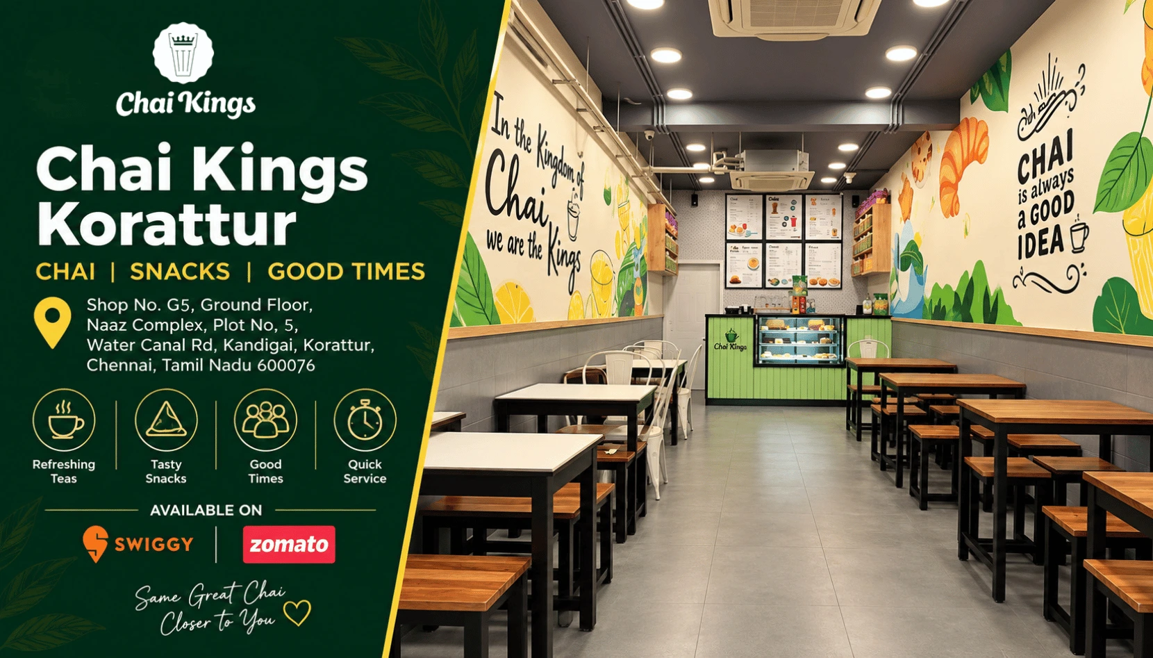 Chai Kings Korattur cafe, Naaz Complex, Chennai