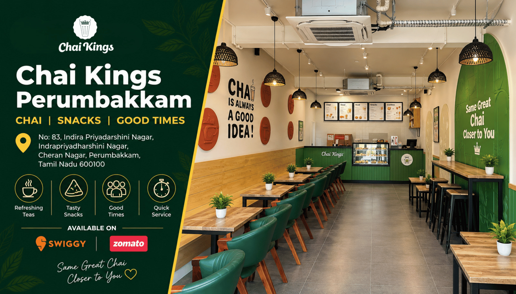 Chai Kings Perumbakkam cafe, Cheran Nagar, Chennai