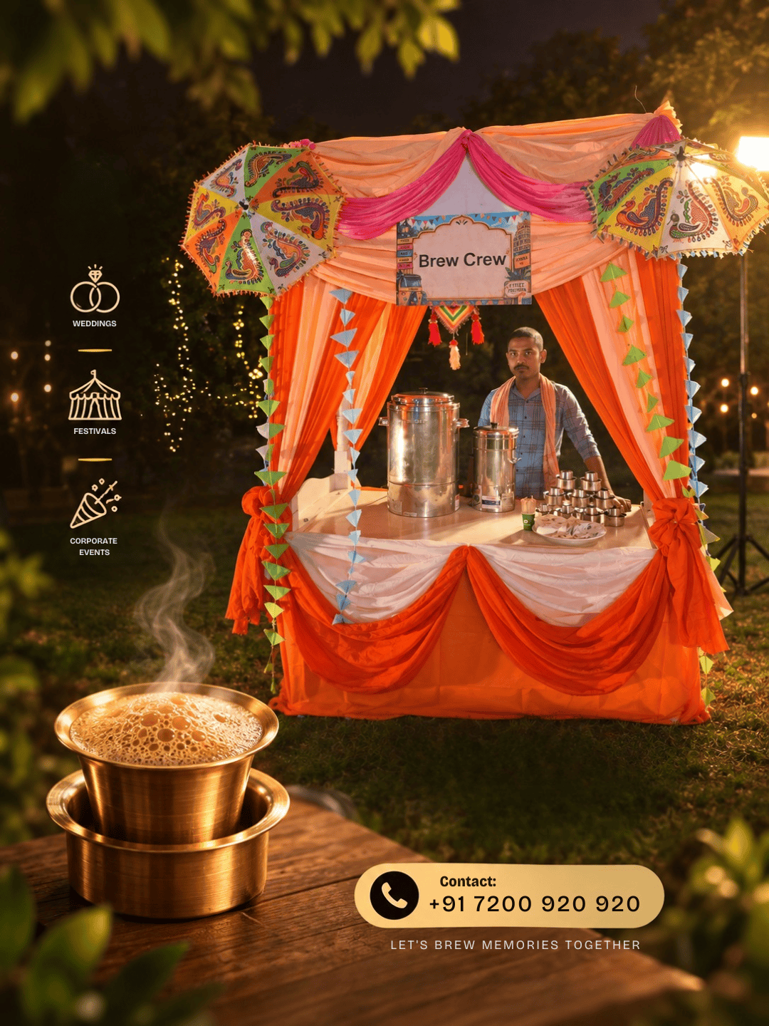 Live coffee counter set up at a corporate event in Chennai
