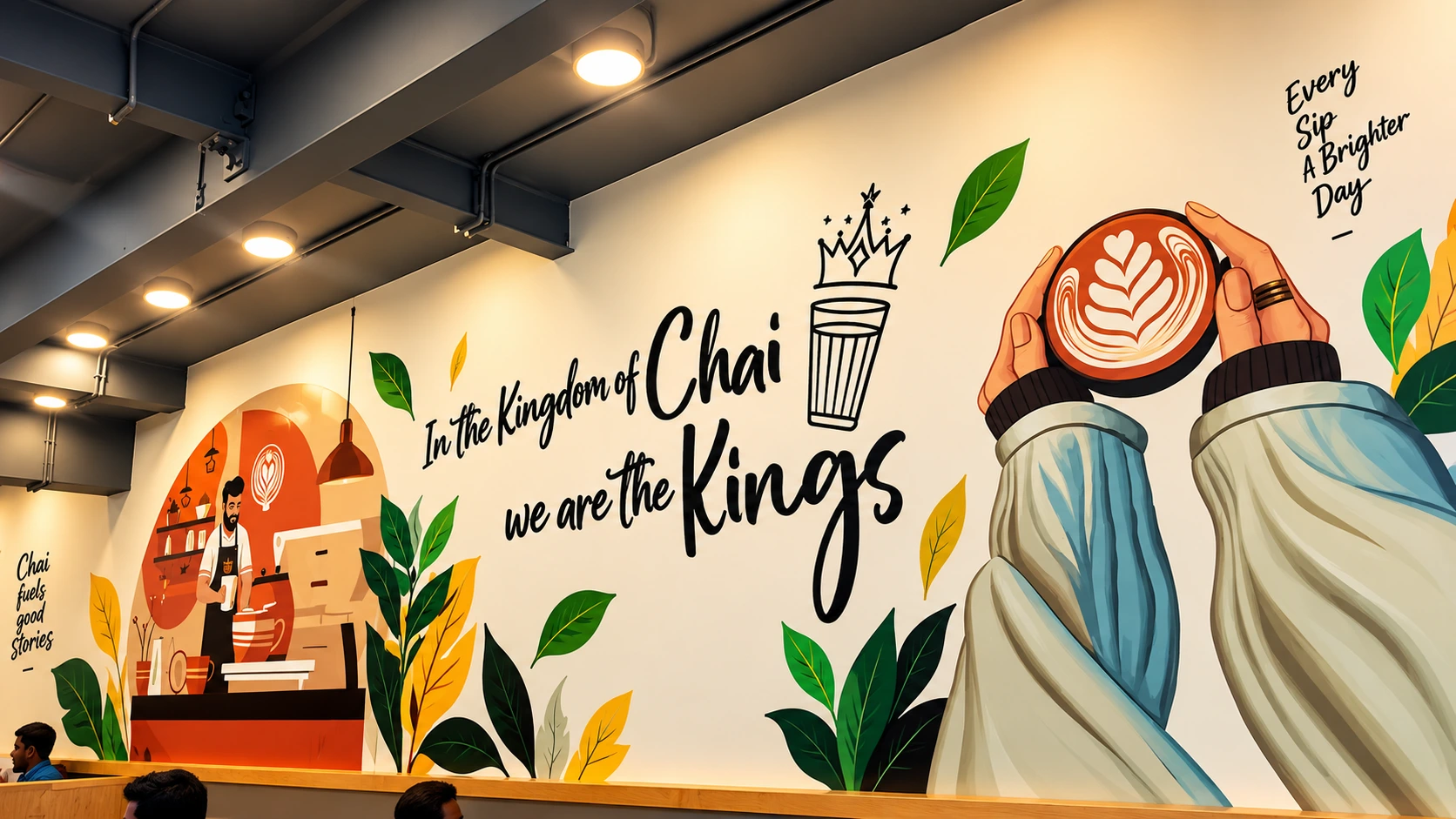 Chai Kings Avadi cafe wall mural, Kingdom of Chai
