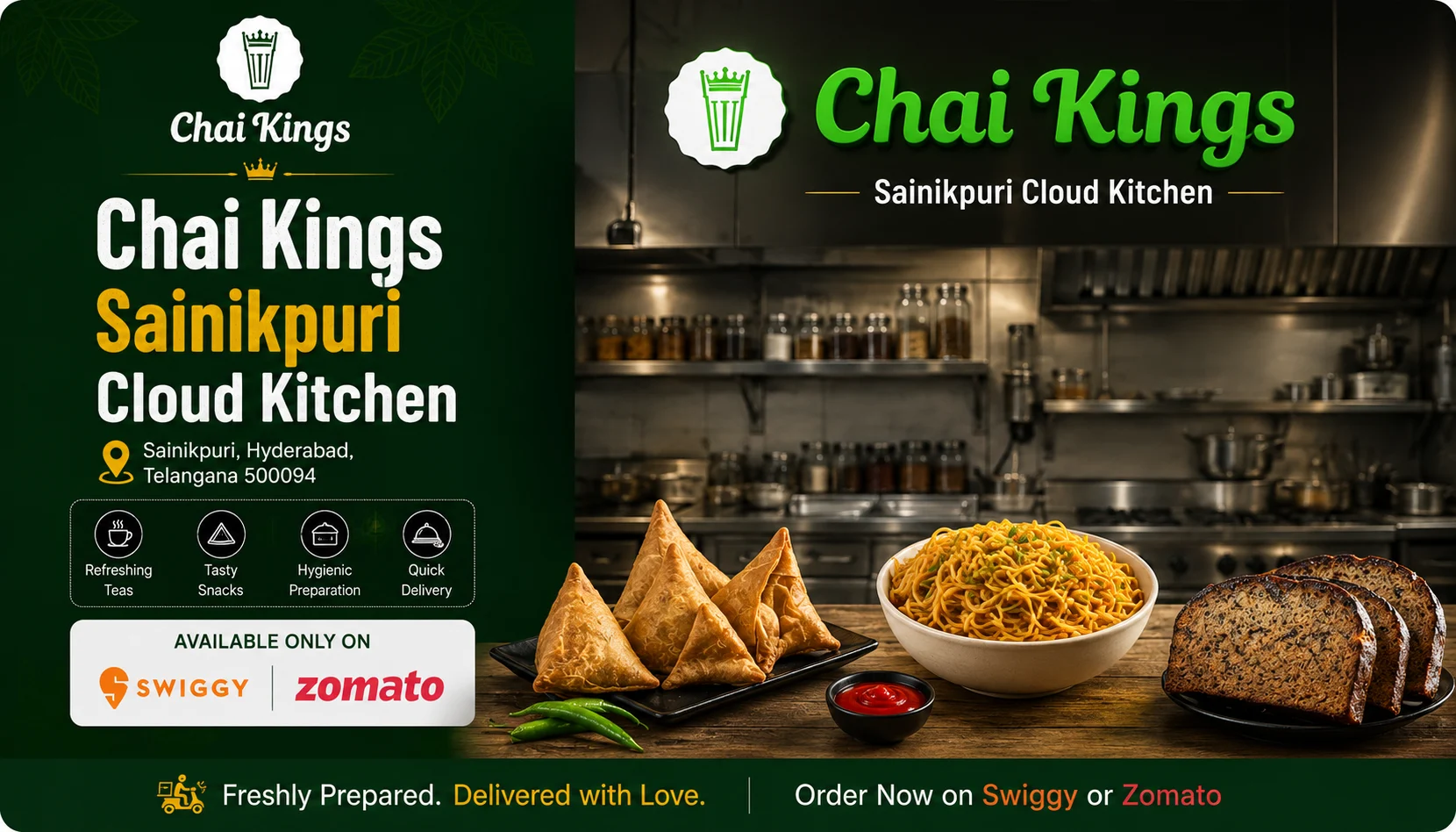 Chai Kings Sainikpuri cloud kitchen counter in Defence Colony, Secunderabad, Hyderabad