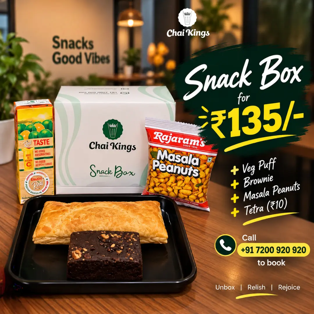Chai Kings ₹135 Veg Puff, Brownie & Peanuts Box in Chennai