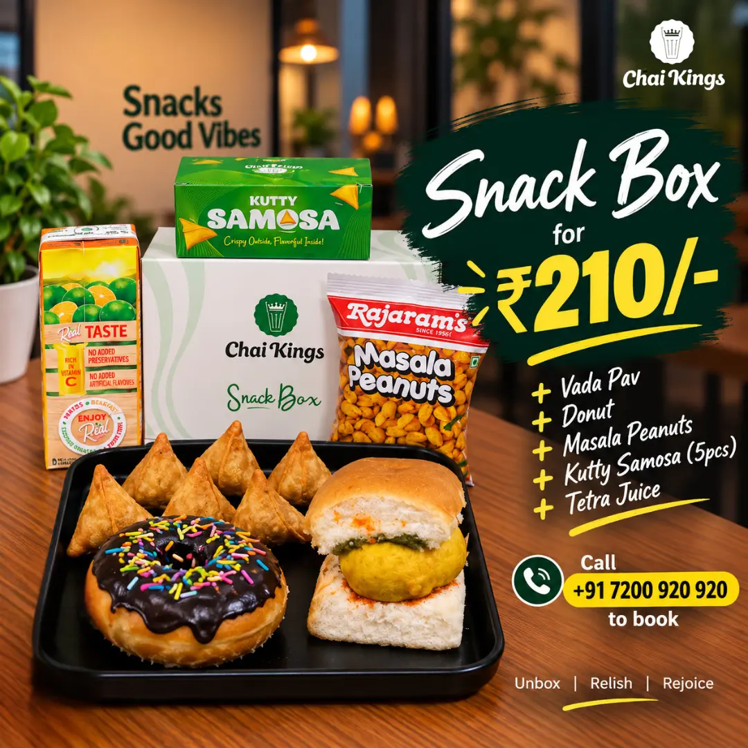 Chai Kings ₹210 Vada Pav, Donut & Samosa Box in Chennai