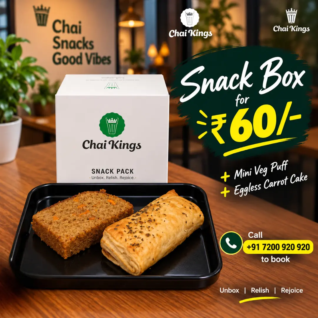 Chai Kings ₹60 Mini Puff & Carrot Cake Box in Chennai