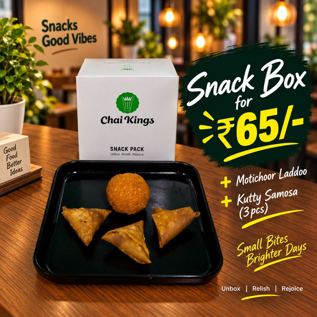 Chai Kings ₹65 Motichoor Laddoo & Kutty Samosa Box in Chennai