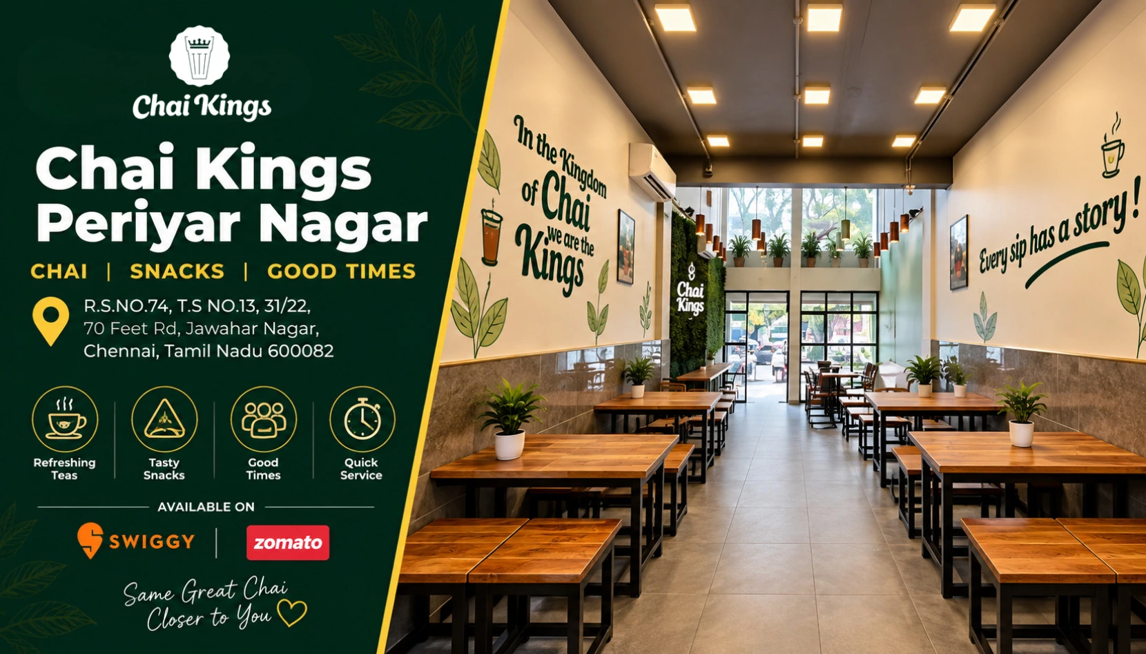 Chai Kings Periyar Nagar tea shop, Jawahar Nagar, Chennai