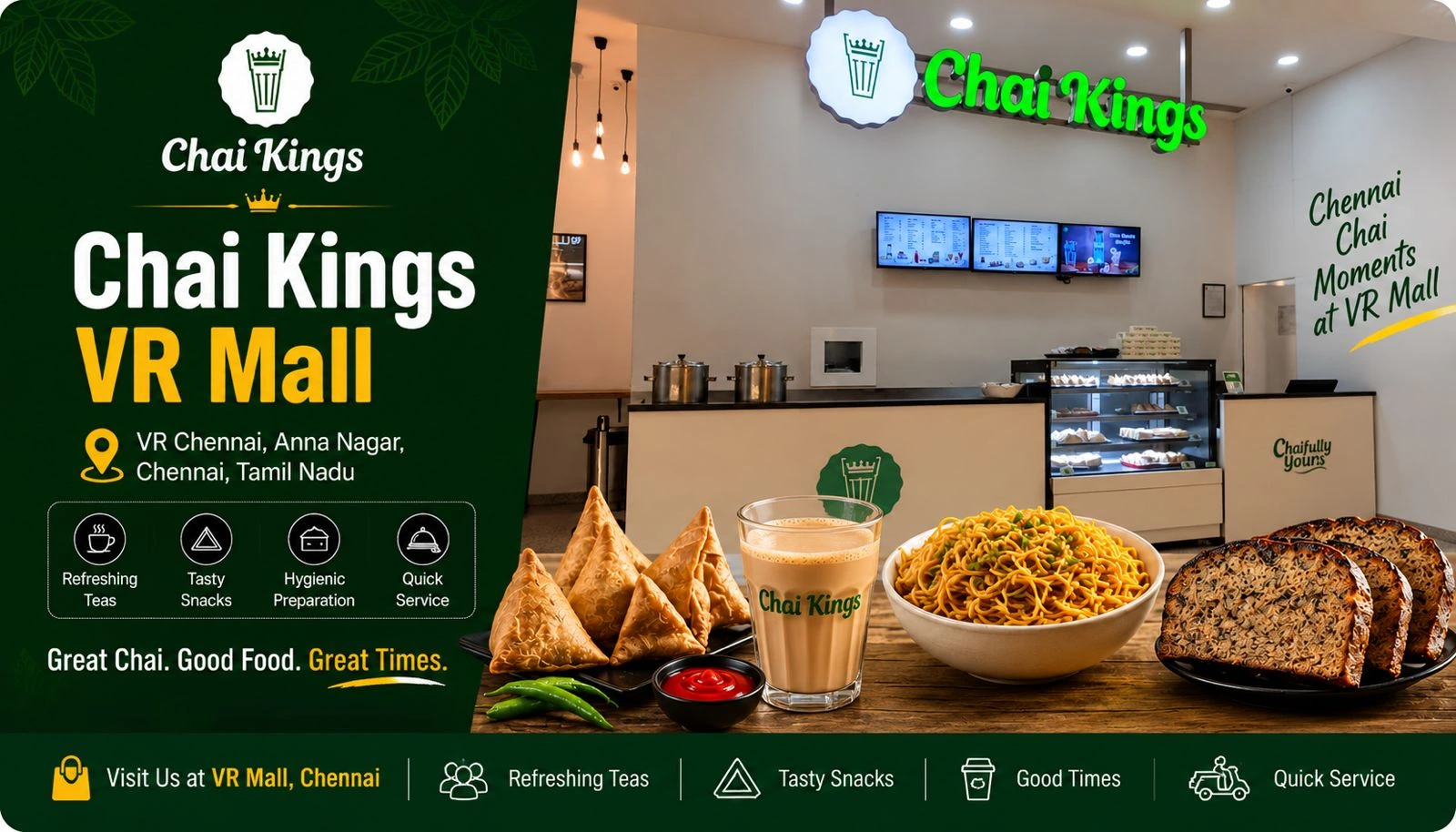 Chai Kings VR Mall food court counter, Anna Nagar West, Chennai