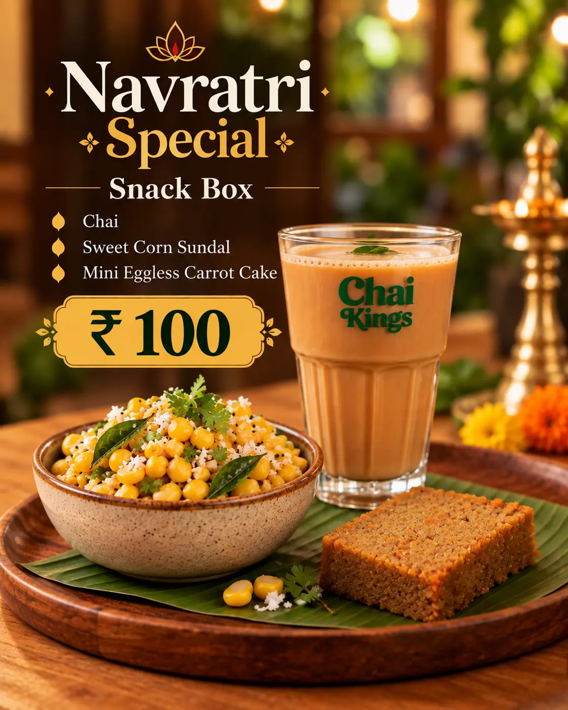 Chai Kings Chai, Sundal & Carrot Cake Box — Navratri snack combo in Chennai