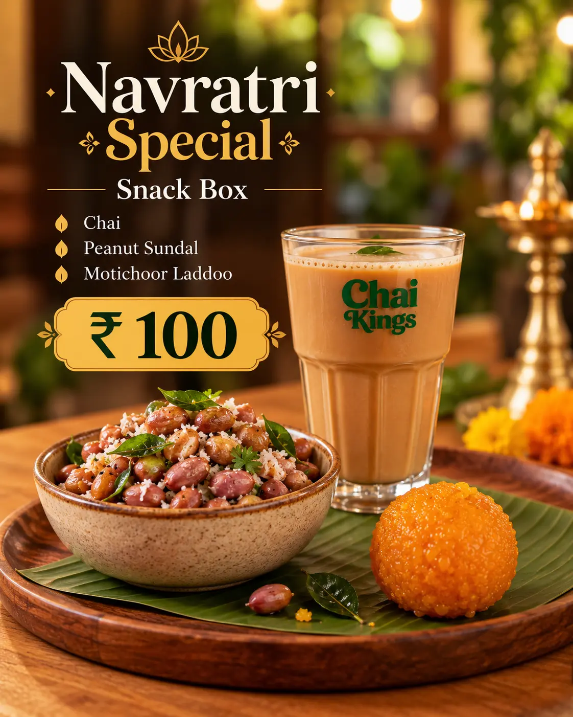 Chai Kings Chai, Sundal & Motichoor Laddoo Box — Navratri snack combo in Chennai