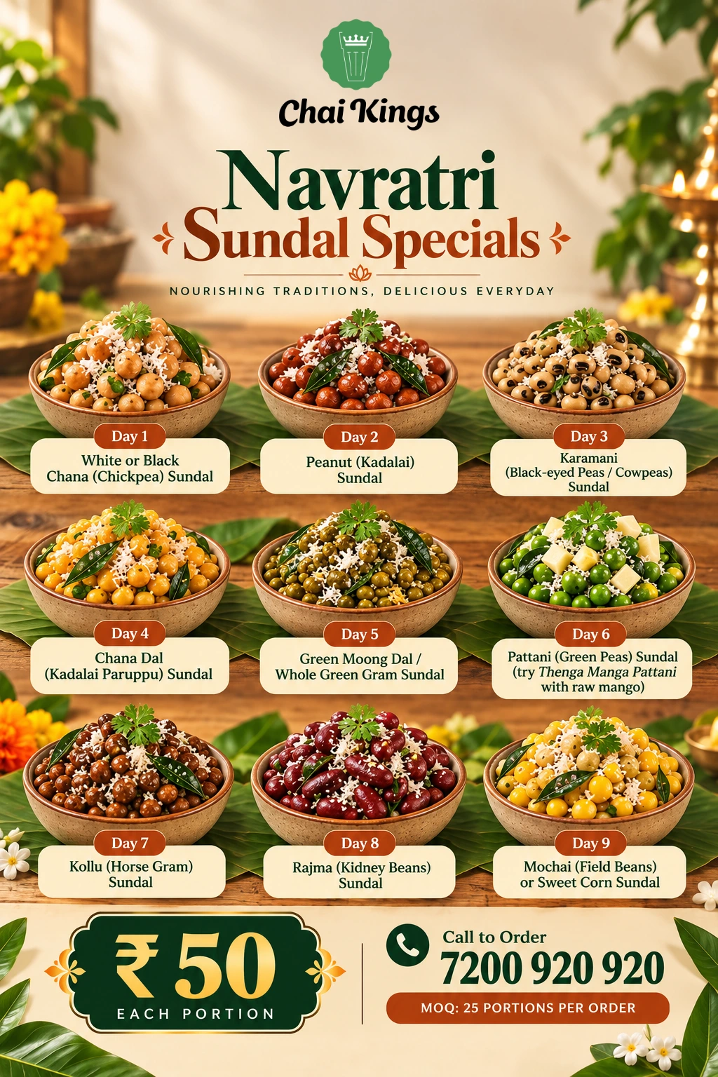 Chai Kings Navratri sundal and chai combo boxes in Chennai