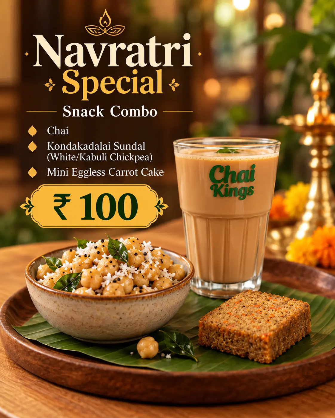 Chai Kings Sundal, Chai & Carrot Cake Festive Platter — Navratri snack combo in Chennai